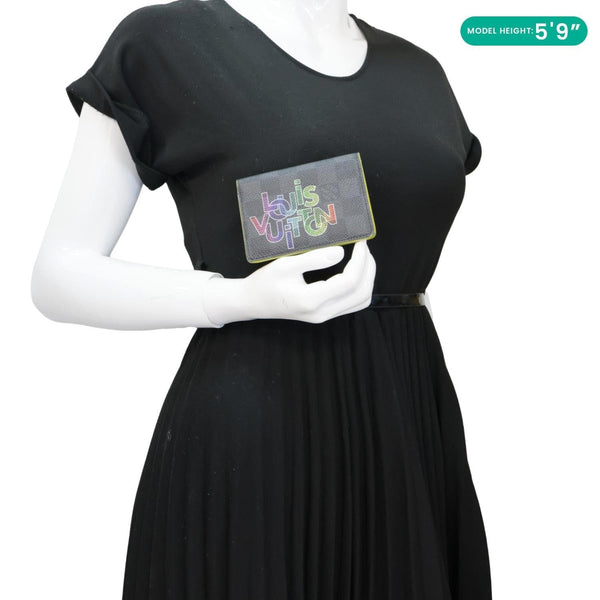 LOUIS VUITTON Virgil Abloh Rainbow Logo Damier Graphite Pocket Organizer Wallet Black