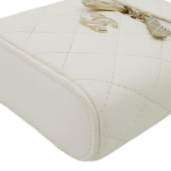 CHANEL Handle With Care Quilted Caviar Leather Vanity Case White