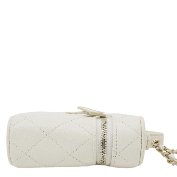 CHANEL Handle With Care Quilted Caviar Leather Vanity Case White