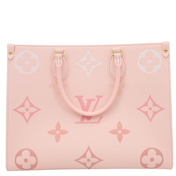 LOUIS VUITTON Onthego MM Giant Monogram Empreinte Leather Tote Bag Pink