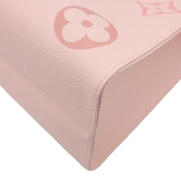 LOUIS VUITTON Onthego MM Giant Monogram Empreinte Leather Tote Bag Pink