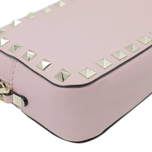 VALENTINO Rockstud Small Calfskin Leather Chain Camera Crossbody Bag Light Pink
