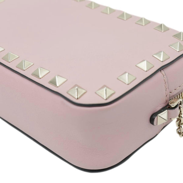 VALENTINO Rockstud Small Calfskin Leather Chain Camera Crossbody Bag Light Pink