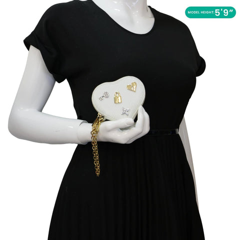 LOUIS VUITTON Love Lock Heart Epi Leather Coin Pouch White