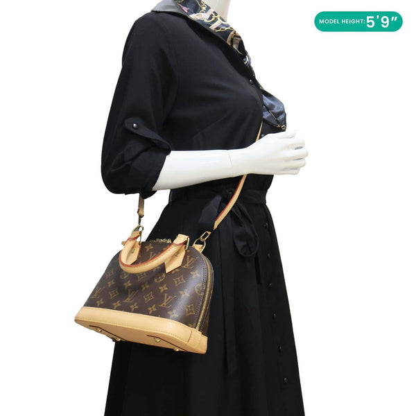LOUIS VUITTON Alma BB Monogram Canvas Crossbody Bag Brown