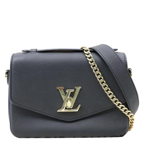 LOUIS VUITTON Lockme Oxford Grained Leather Crossbody Bag Black