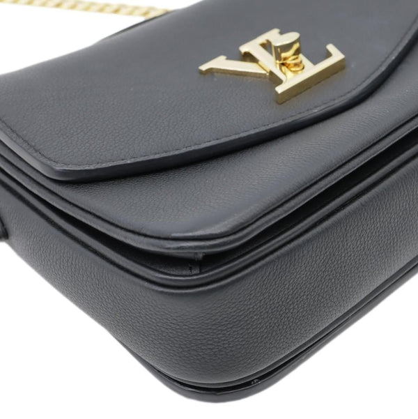 LOUIS VUITTON Lockme Oxford Grained Leather Crossbody Bag Black