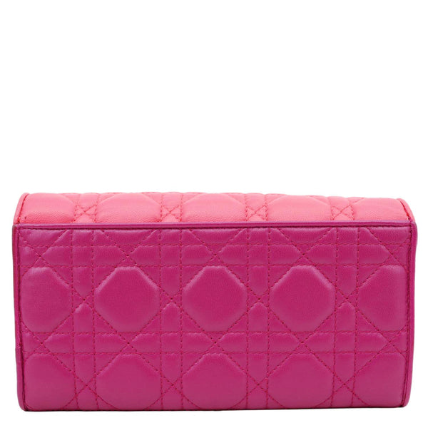 CHRISTIAN DIOR Lady Dior Quilted Cannage Leather Chain Wallet Pink
