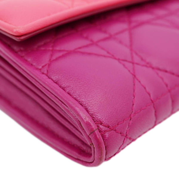 CHRISTIAN DIOR Lady Dior Quilted Cannage Leather Chain Wallet Pink