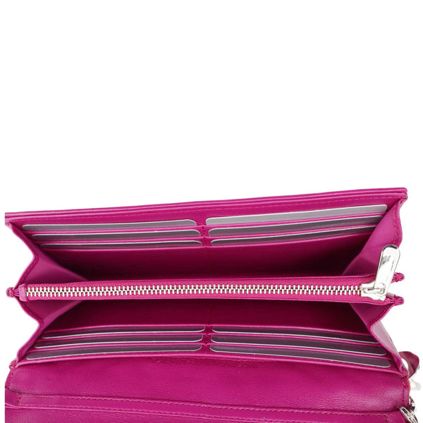 CHRISTIAN DIOR Lady Dior Quilted Cannage Leather Chain Wallet Pink