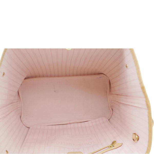 LOUIS VUITTON Neverfull MM Damier Azur Tote Bag Rose Ballerine