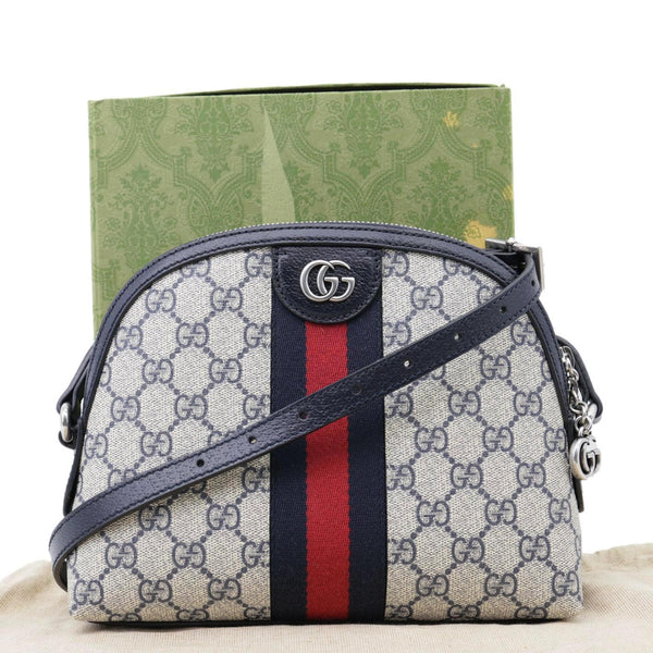 GUCCI Ophidia Dome Small GG Supreme Canvas Shoulder Bag Navy Blue 499621