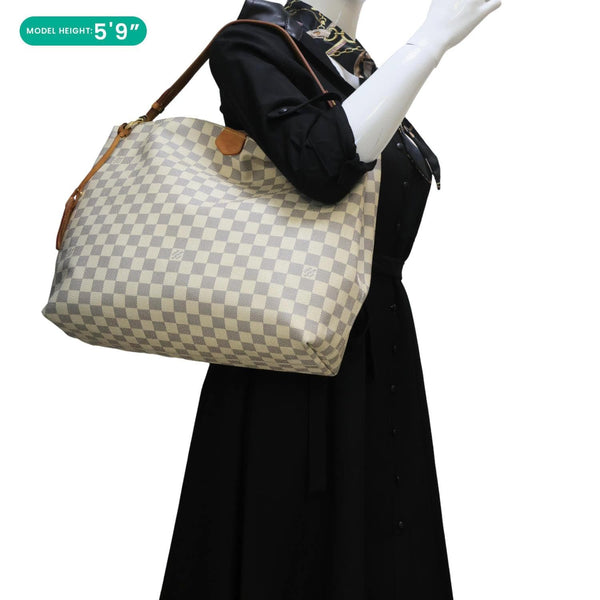 LOUIS VUITTON Graceful MM Damier Azur Hobo Bag Rose Ballerine