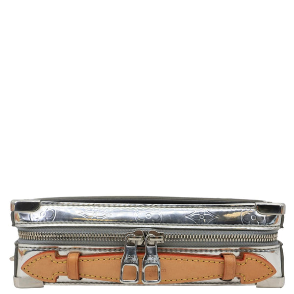 LOUIS VUITTON Handle Trunk Monogram Miroir Leather Shoulder Bag Silver