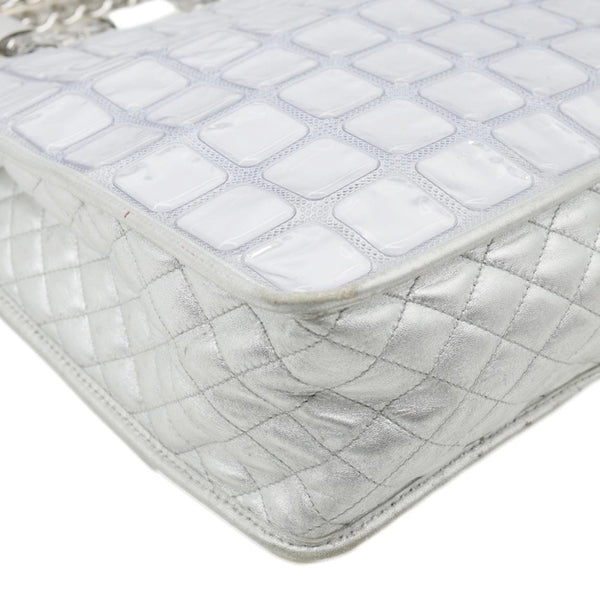 CHANEL Large Vinyl Ice Cube Shopper Tote Bag Silver