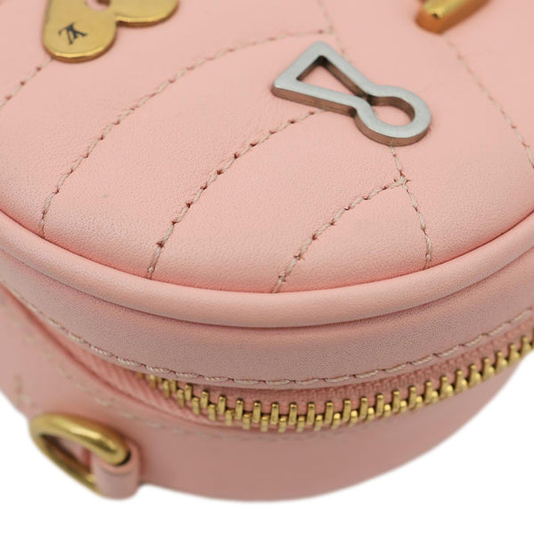 LOUIS VUITTON New Wave Heart Quilted Leather Shoulder Bag Dusty Pink