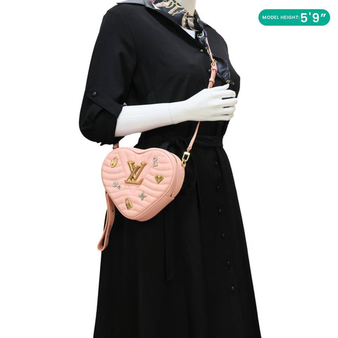LOUIS VUITTON New Wave Heart Quilted Leather Shoulder Bag Dusty Pink