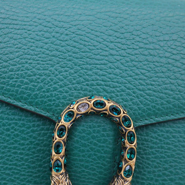 GUCCI Dionysus Crystal Mini Dollar Calfskin Leather Crossbody Bag Green 401231