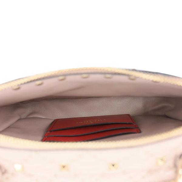 VALENTINO Garavani Rockstud Spike Quilted Leather Crossbody Bag Rose Pink