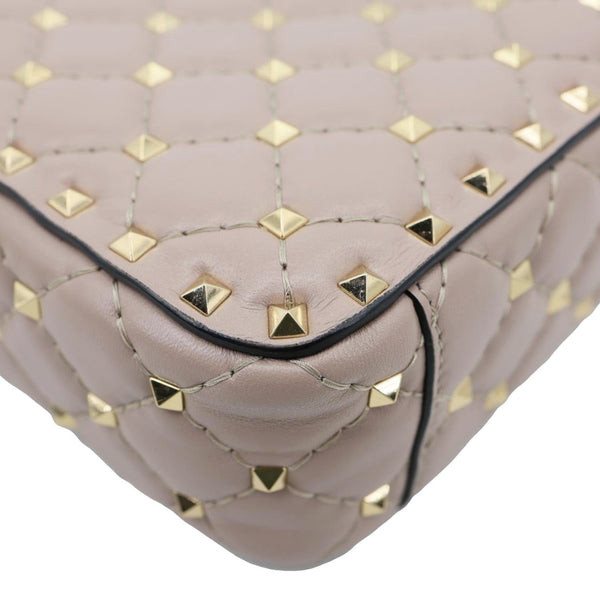 VALENTINO Garavani Rockstud Spike Quilted Leather Crossbody Bag Rose Pink