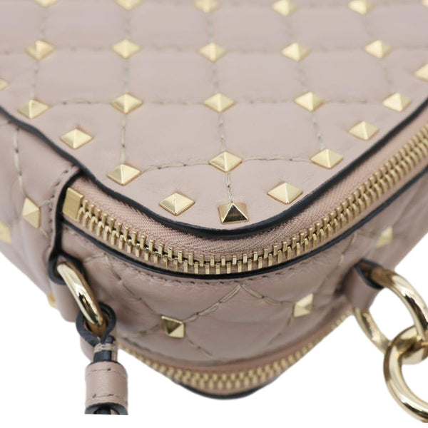 VALENTINO Garavani Rockstud Spike Quilted Leather Crossbody Bag Rose Pink