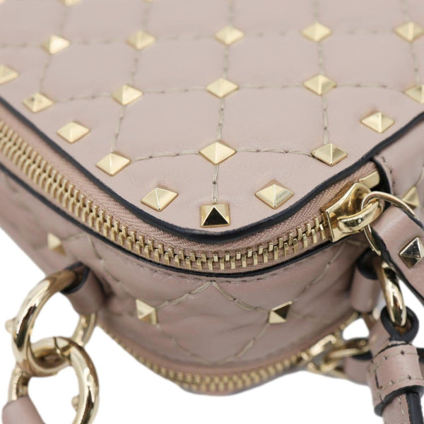 VALENTINO Garavani Rockstud Spike Quilted Leather Crossbody Bag Rose Pink