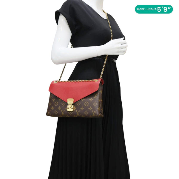 LOUIS VUITTON Pallas Chain Monogram Canvas Crossbody Bag Cherry