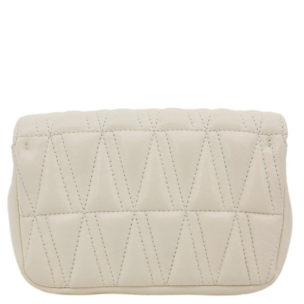 VERSACE Virtus Flap Mini Quilted Leather Chain Crossbody Bag Off White