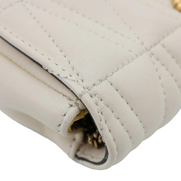 VERSACE Virtus Flap Mini Quilted Leather Chain Crossbody Bag Off White