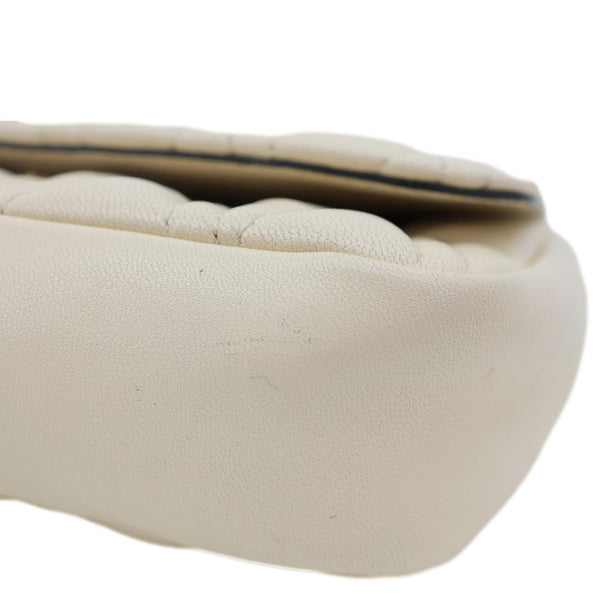 VERSACE Virtus Flap Mini Quilted Leather Chain Crossbody Bag Off White