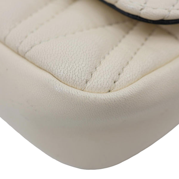 VERSACE Virtus Flap Mini Quilted Leather Chain Crossbody Bag Off White