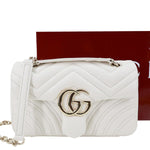 GUCCI GG Marmont Matelasse Chevron Shoulder Bag Off White 837280