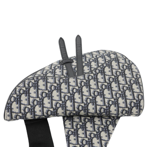 CHRISTIAN DIOR Saddle Oblique Jacquard Crossbody Bag Navy Blue