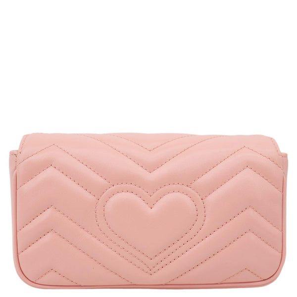 GUCCI GG Marmont Super Mini Matelasse Leather Crossbody Bag Pink 476433