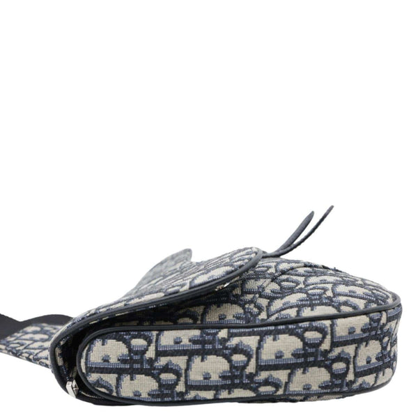 CHRISTIAN DIOR Saddle Oblique Jacquard Crossbody Bag Navy Blue