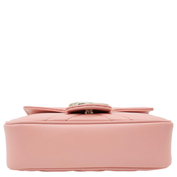 GUCCI GG Marmont Super Mini Matelasse Leather Crossbody Bag Pink 476433