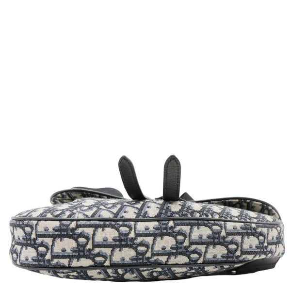 CHRISTIAN DIOR Saddle Oblique Jacquard Crossbody Bag Navy Blue