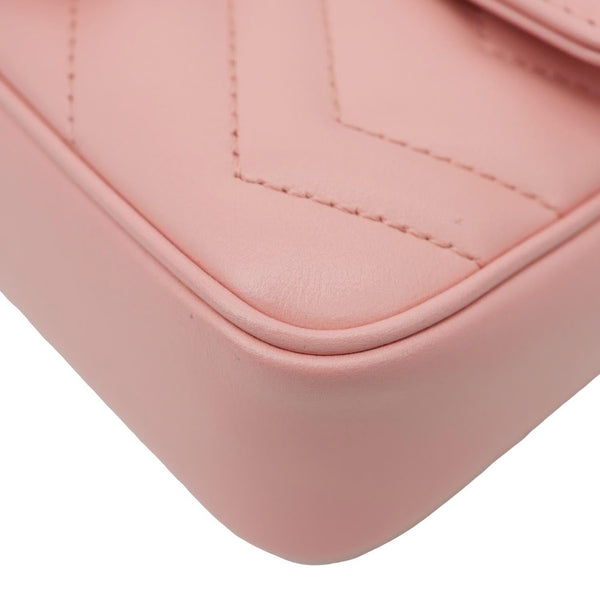 GUCCI GG Marmont Super Mini Matelasse Leather Crossbody Bag Pink 476433