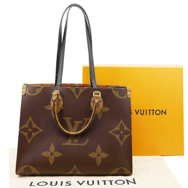 LOUIS VUITTON Onthego MM Giant Monogram Reverse Canvas Tote Bag Brown
