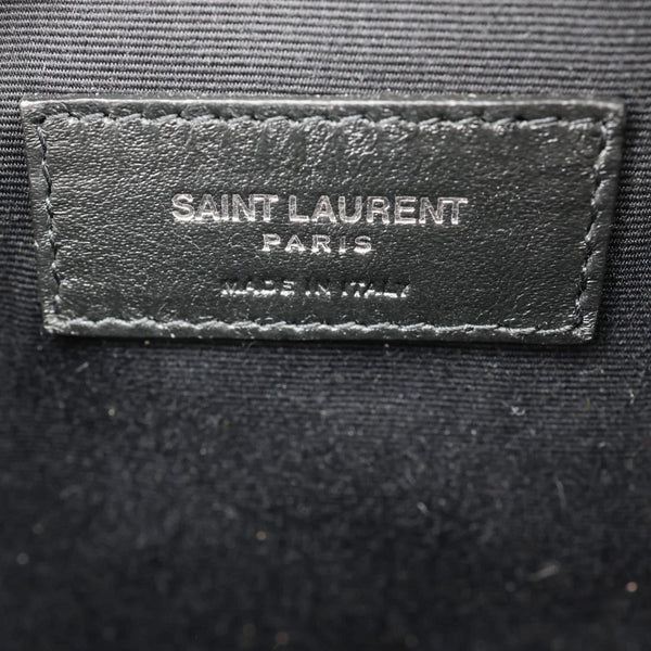 YVES SAINT LAURENT Vinyle Round Chevron Leather Camera Crossbody Bag Beige