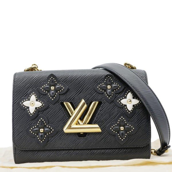 LOUIS VUITTON Twist Flower MM Epi Leather Crossbody Bag Black
