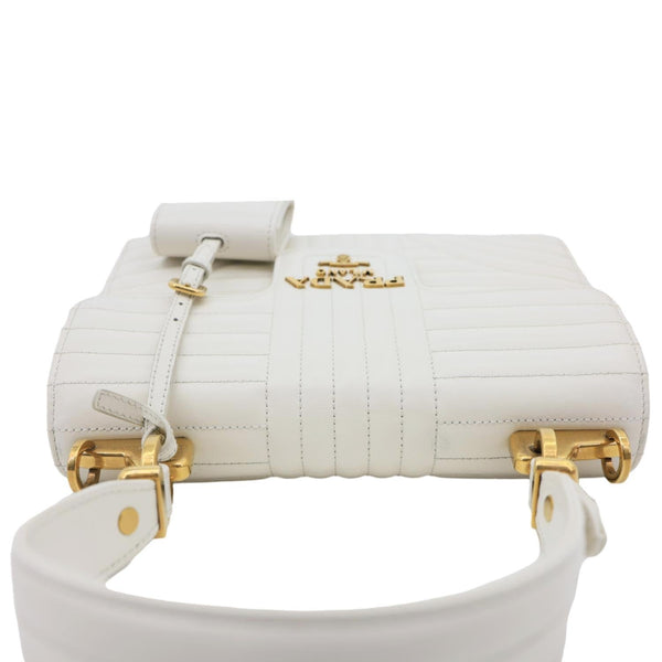 PRADA Diagramme Flap Leather Crossbody Bag White