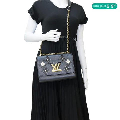 LOUIS VUITTON Twist Flower MM Epi Leather Crossbody Bag Black
