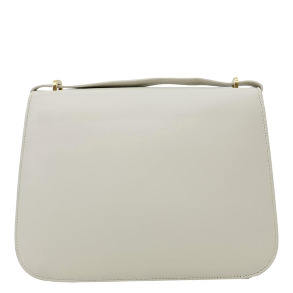 YVES SAINT LAURENT Spontini Monogram Medium Calfskin Leather Satchel Bag Off White