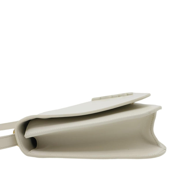 YVES SAINT LAURENT Spontini Monogram Medium Calfskin Leather Satchel Bag Off White