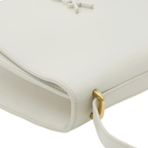 YVES SAINT LAURENT Spontini Monogram Medium Calfskin Leather Satchel Bag Off White