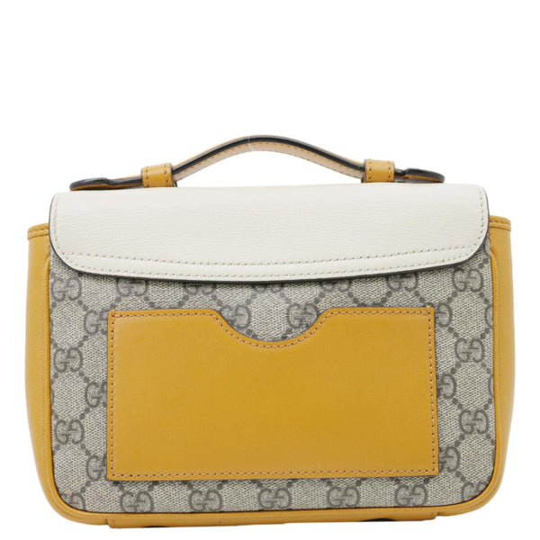 GUCCI Padlock Front Pocket Flap Mini GG Canvas Shoulder Bag Beige 658487