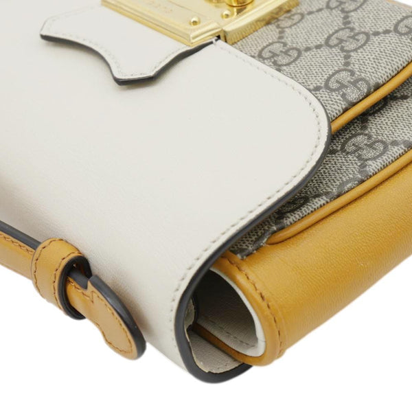 GUCCI Padlock Front Pocket Flap Mini GG Canvas Shoulder Bag Beige 658487
