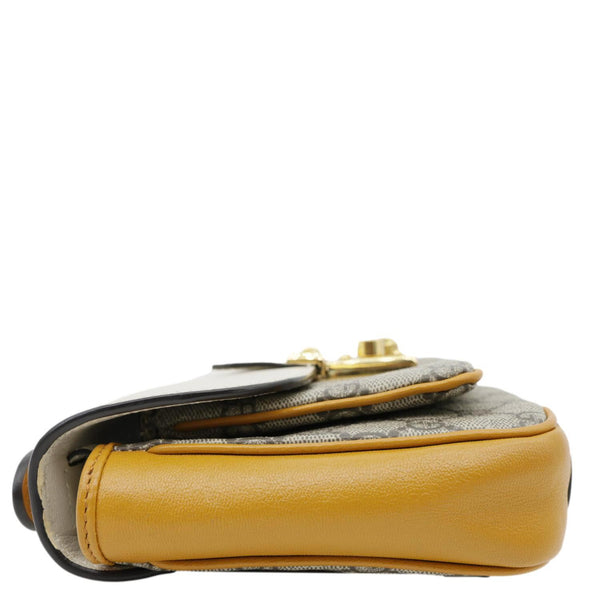 GUCCI Padlock Front Pocket Flap Mini GG Canvas Shoulder Bag Beige 658487