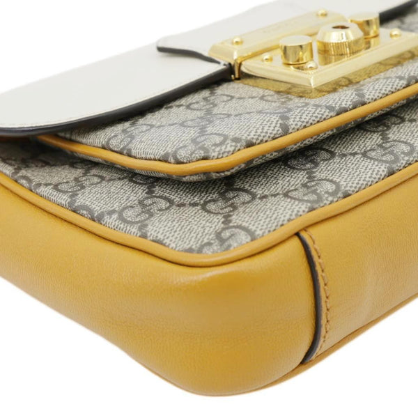 GUCCI Padlock Front Pocket Flap Mini GG Canvas Shoulder Bag Beige 658487